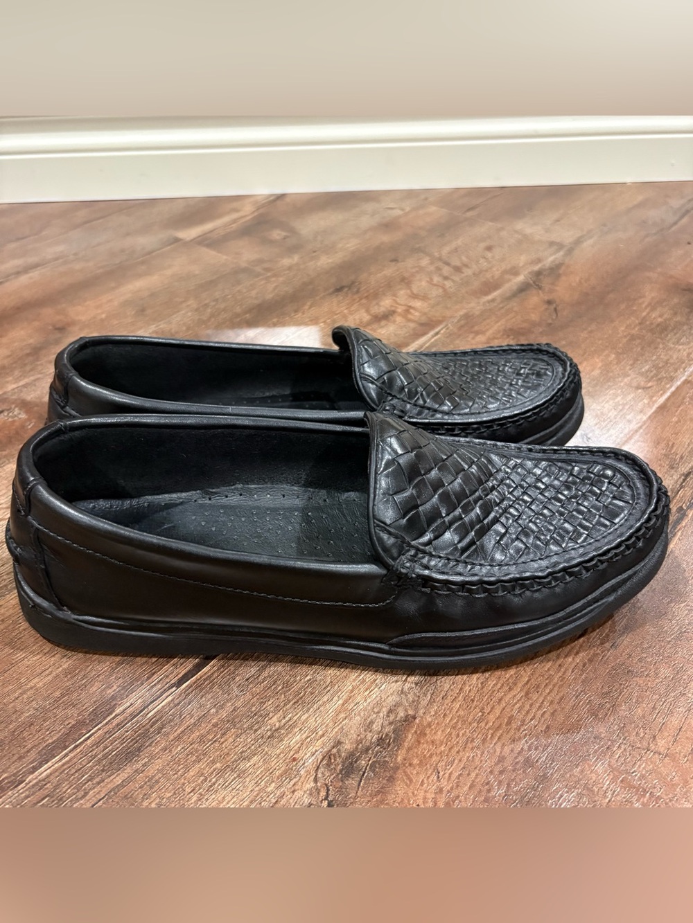 Nunn Bush Woven Leather Slip On Loafers Black Comfort Shoes Men’s 9.5 M